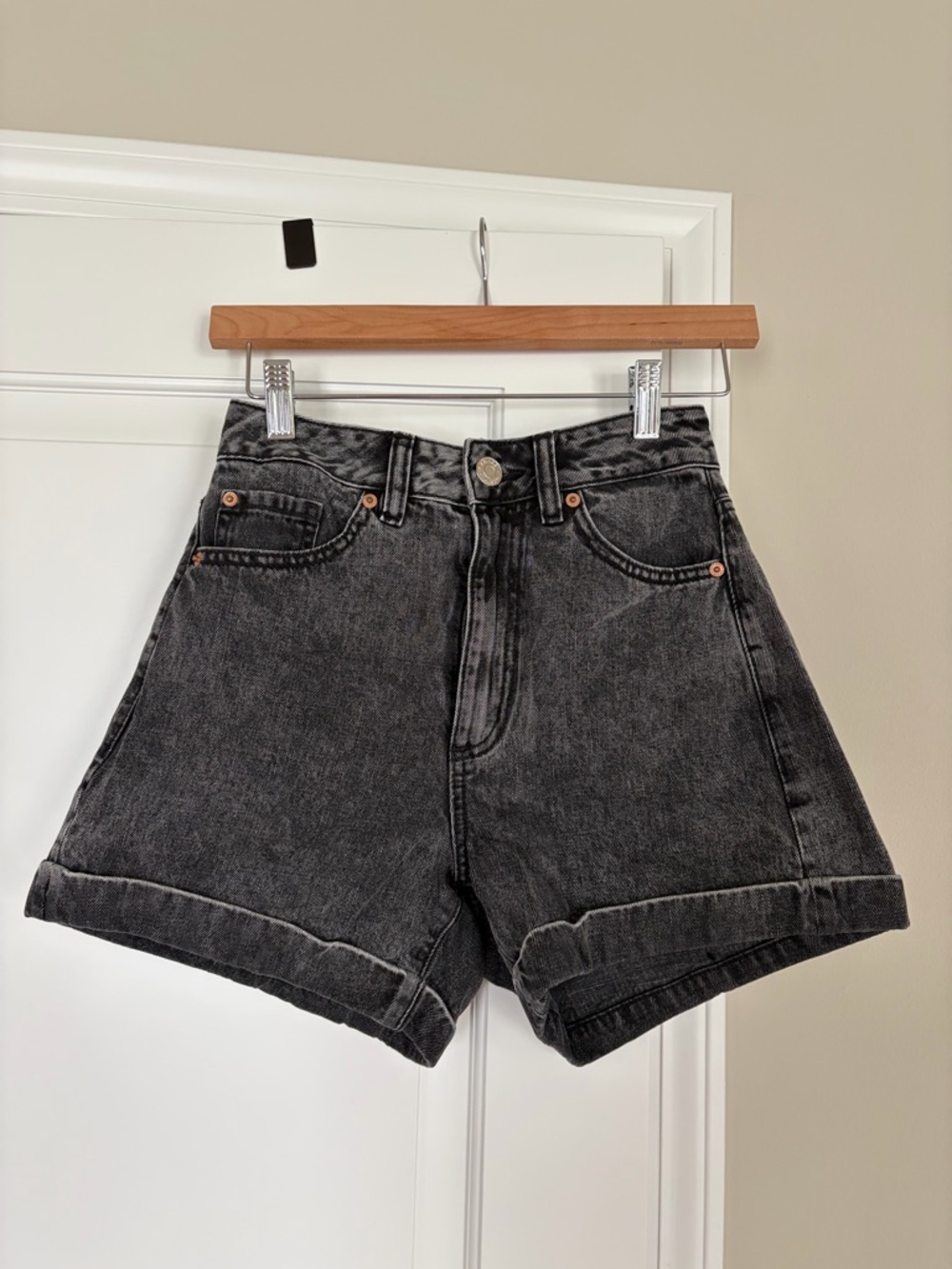 Garage Washed Black High-Rise Denim Shorts